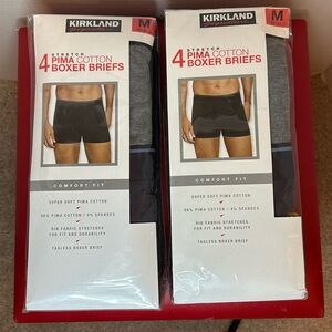 (2) Packs of 4 Kirkland Signature Men's Boxer Briefs - Black, Blue, and Gray Med